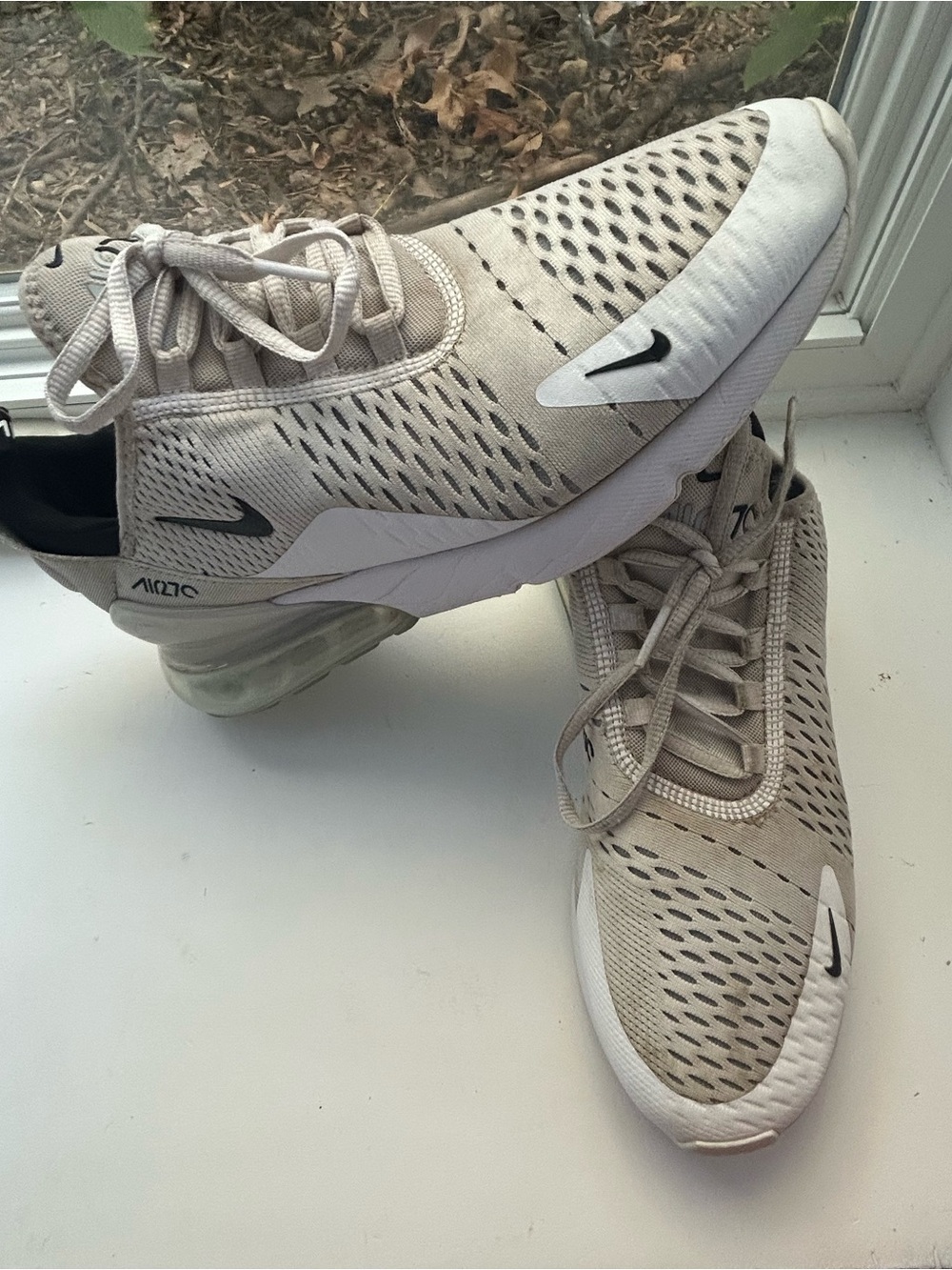 Nike Air Max 270 Men’s Sneakers - Light Beige with Black Swoosh